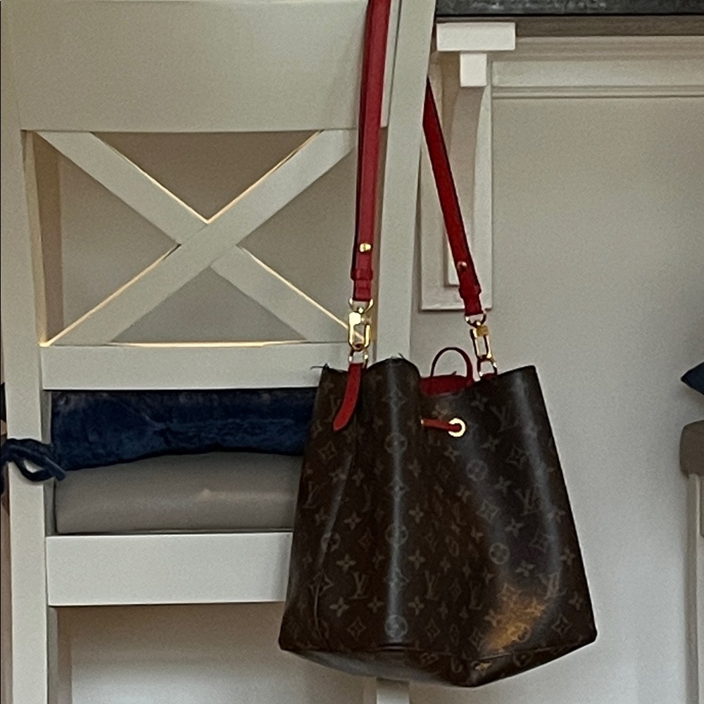 Louis Vuitton Monogram Brown and Red Shoulder Bag